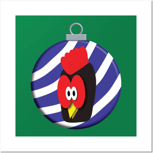 Funny Rooster Christmas Ornament Posters and Art